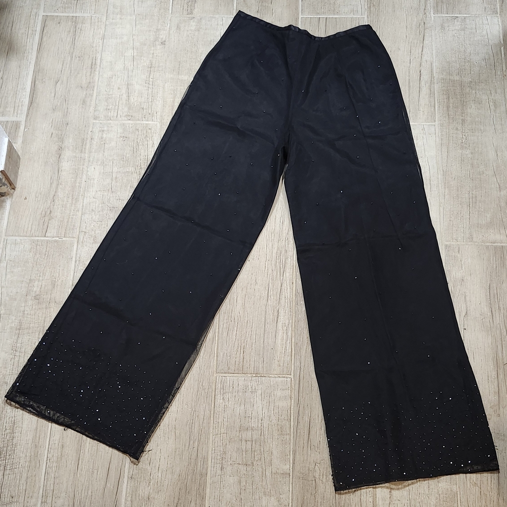 Elegant Black Ann Taylor Pants With Sequins